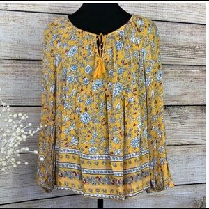 Old Navy Yellow Floral Peasant Top
